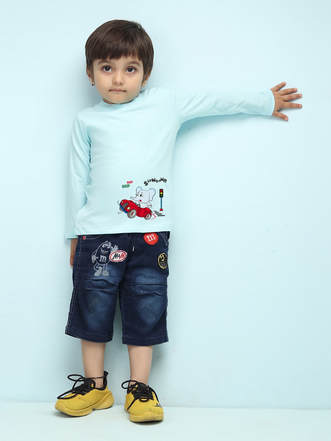 

NUSYL Kids Long Sleeves Graphic Printed Pure Cotton T-shirt, Blue