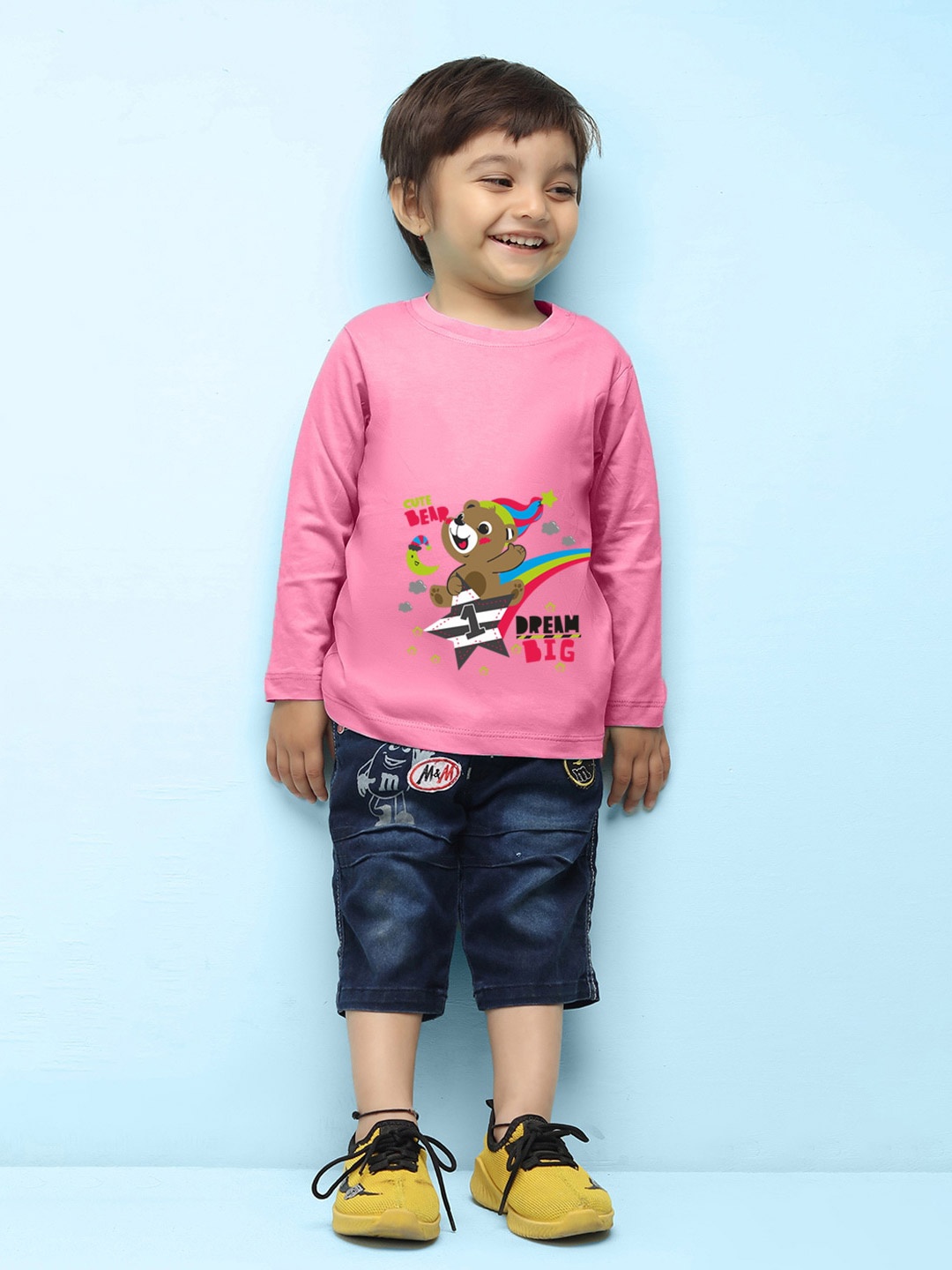 

NUSYL Boys Graphic Printed Long Sleeves Pure Cotton T-shirt, Pink