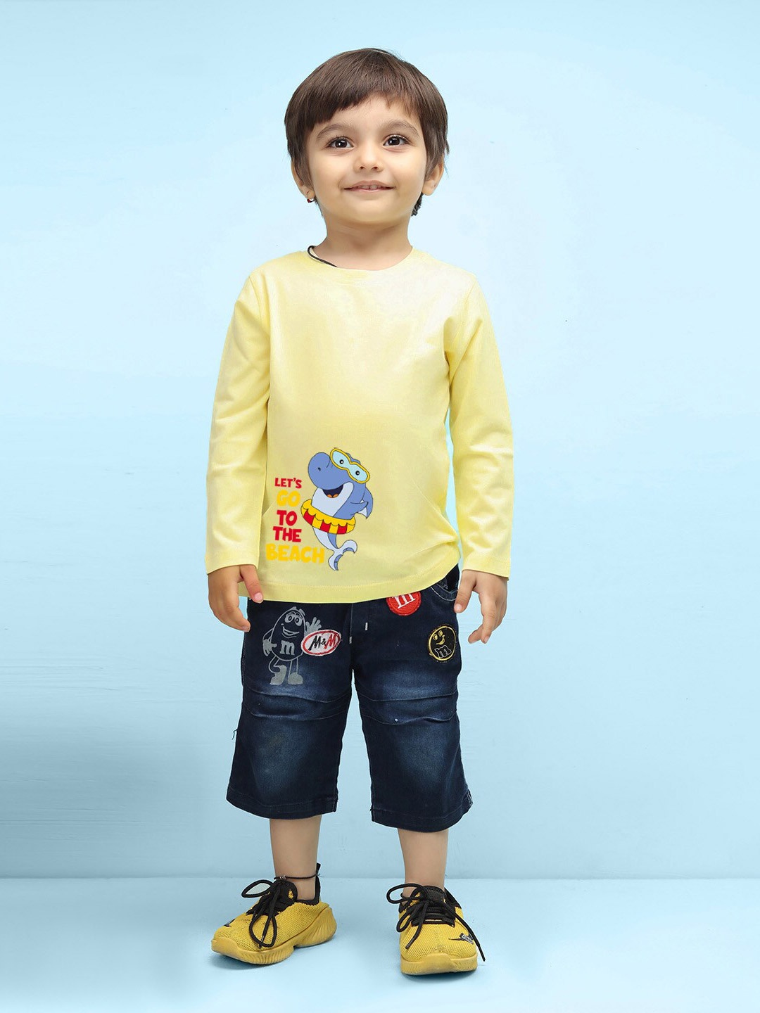 NUSYL infants Kids Graphic Printed Pure Cotton T-shirt, Yellow