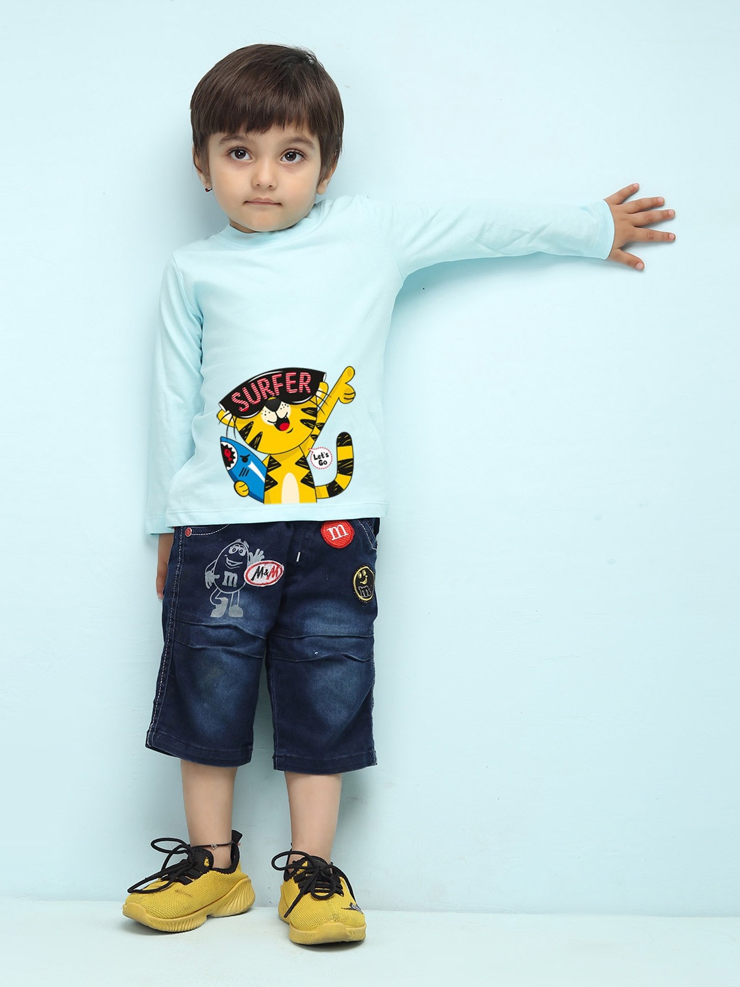 

NUSYL infants Kids Graphic Printed Pure Cotton T-shirt, Blue