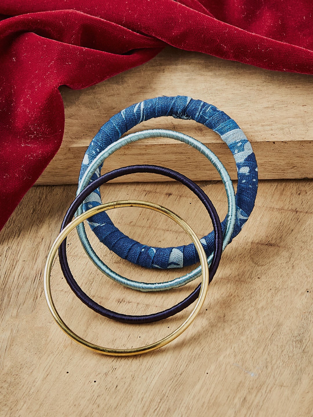 

Fabindia Set of 4 Fabric Bangles, Blue