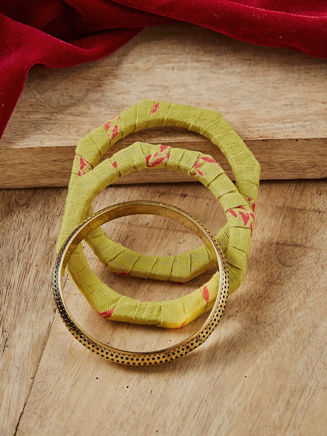 

Fabindia Set of 3 Fabric Bangles, Green