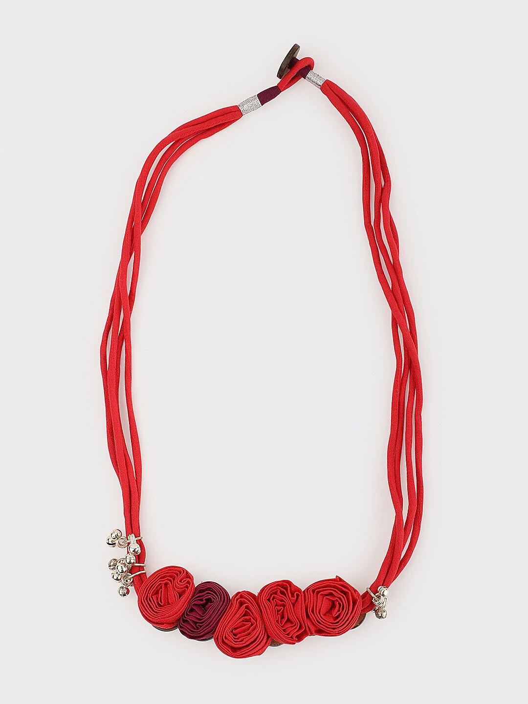 

Fabindia Floral Embellished Thread Necklace, Red