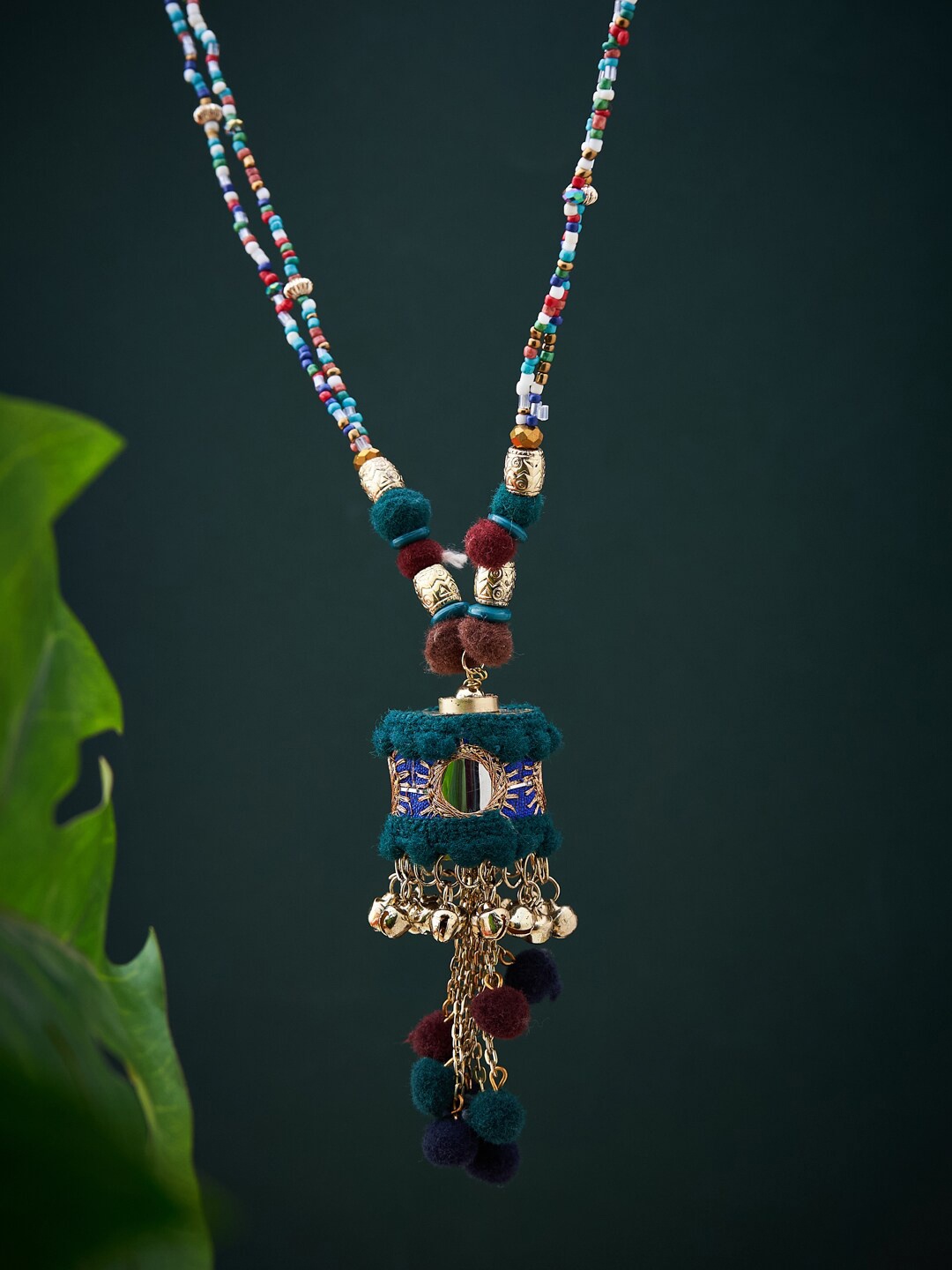 

Fabindia Gold-Plated Stone Beaded Necklace, Green