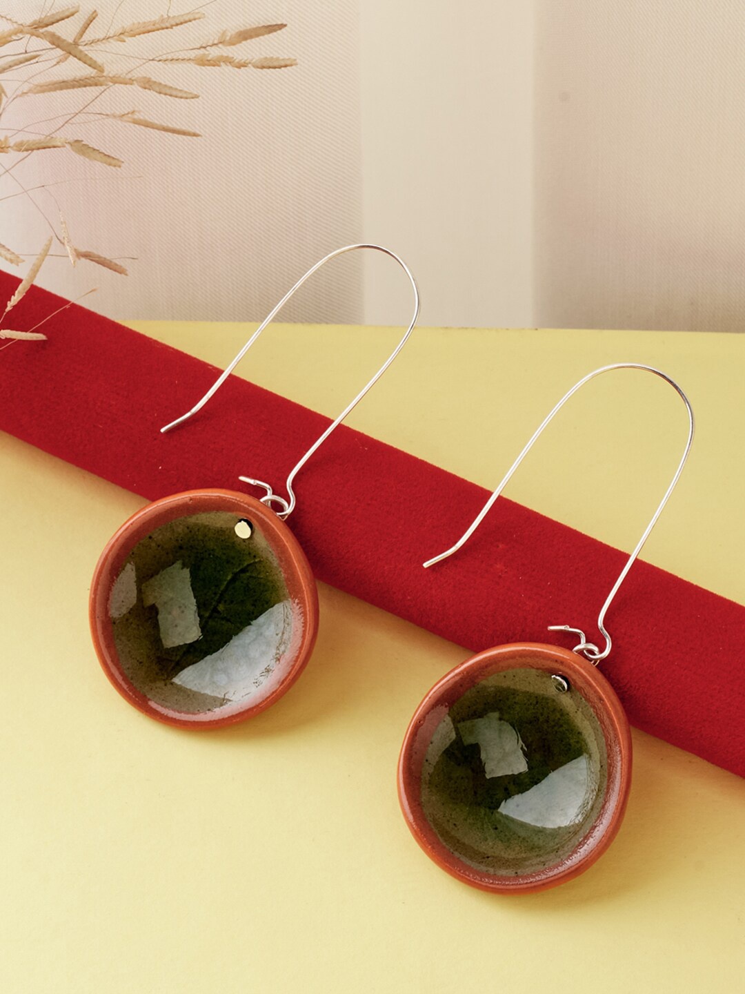 

Fabindia Ceramic Contemporary Drop Earrings, Peach