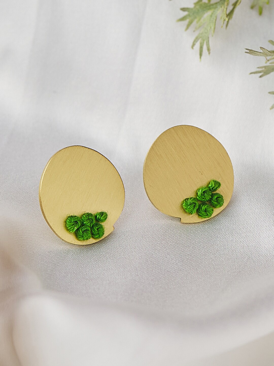 

Fabindia Gold-Plated Contemporary Studs Earrings, Green