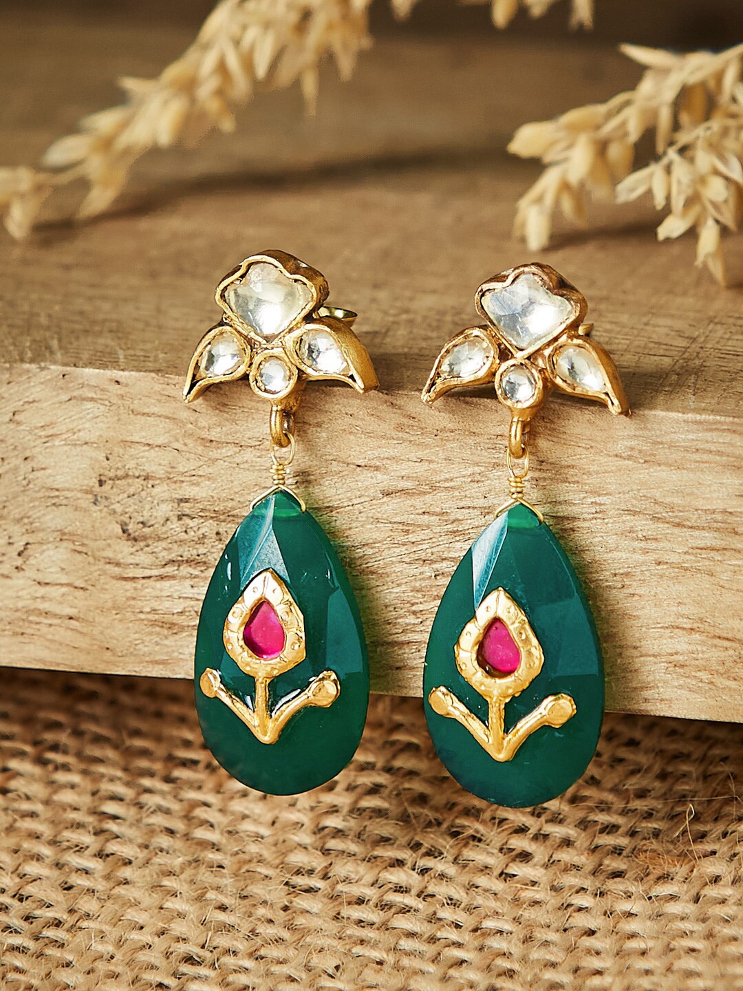 

Fabindia Gold-Plated Contemporary Drop Earrings, White