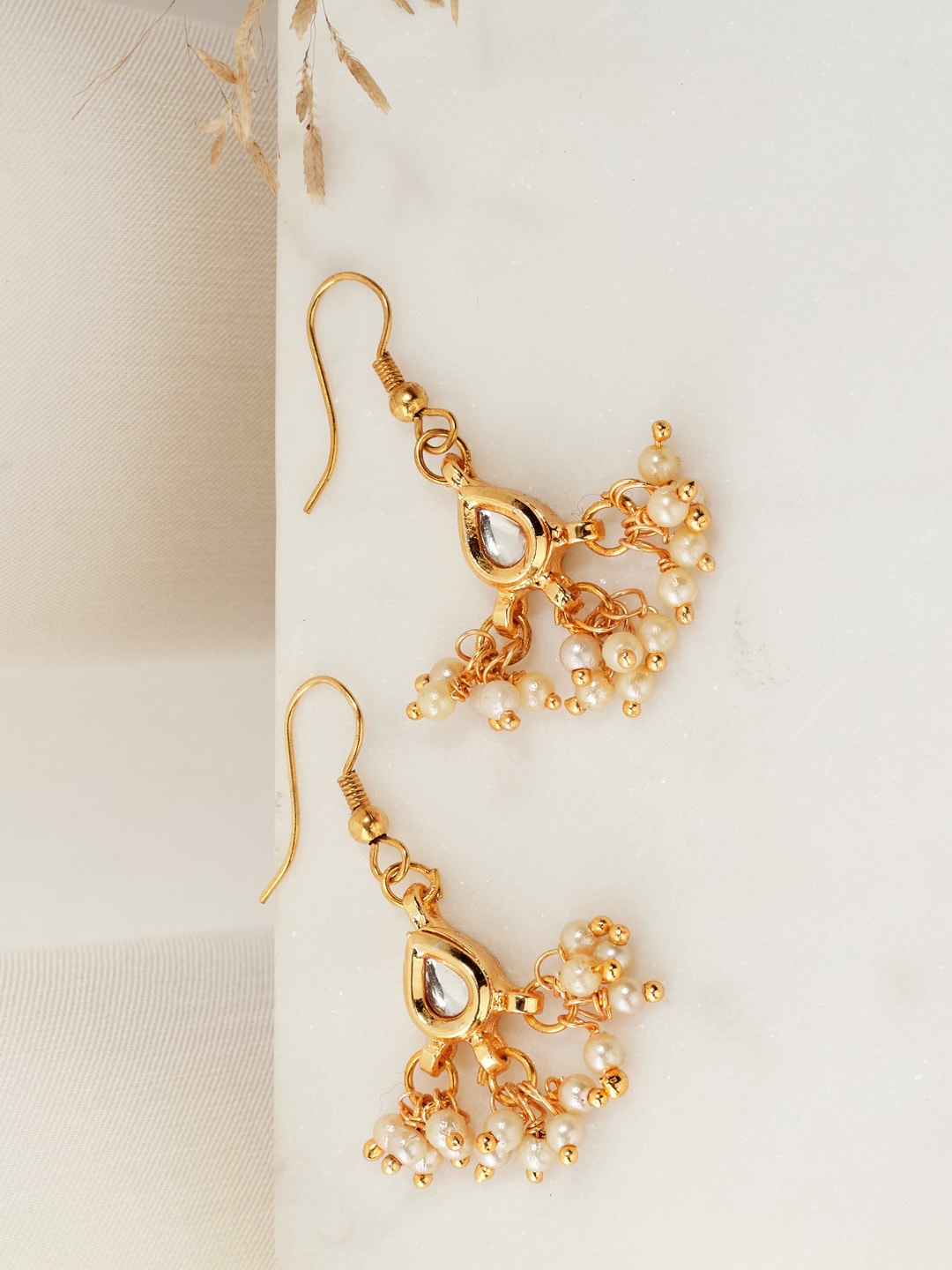 

Fabindia Gold-Plated Contemporary Beaded Drop Earrings