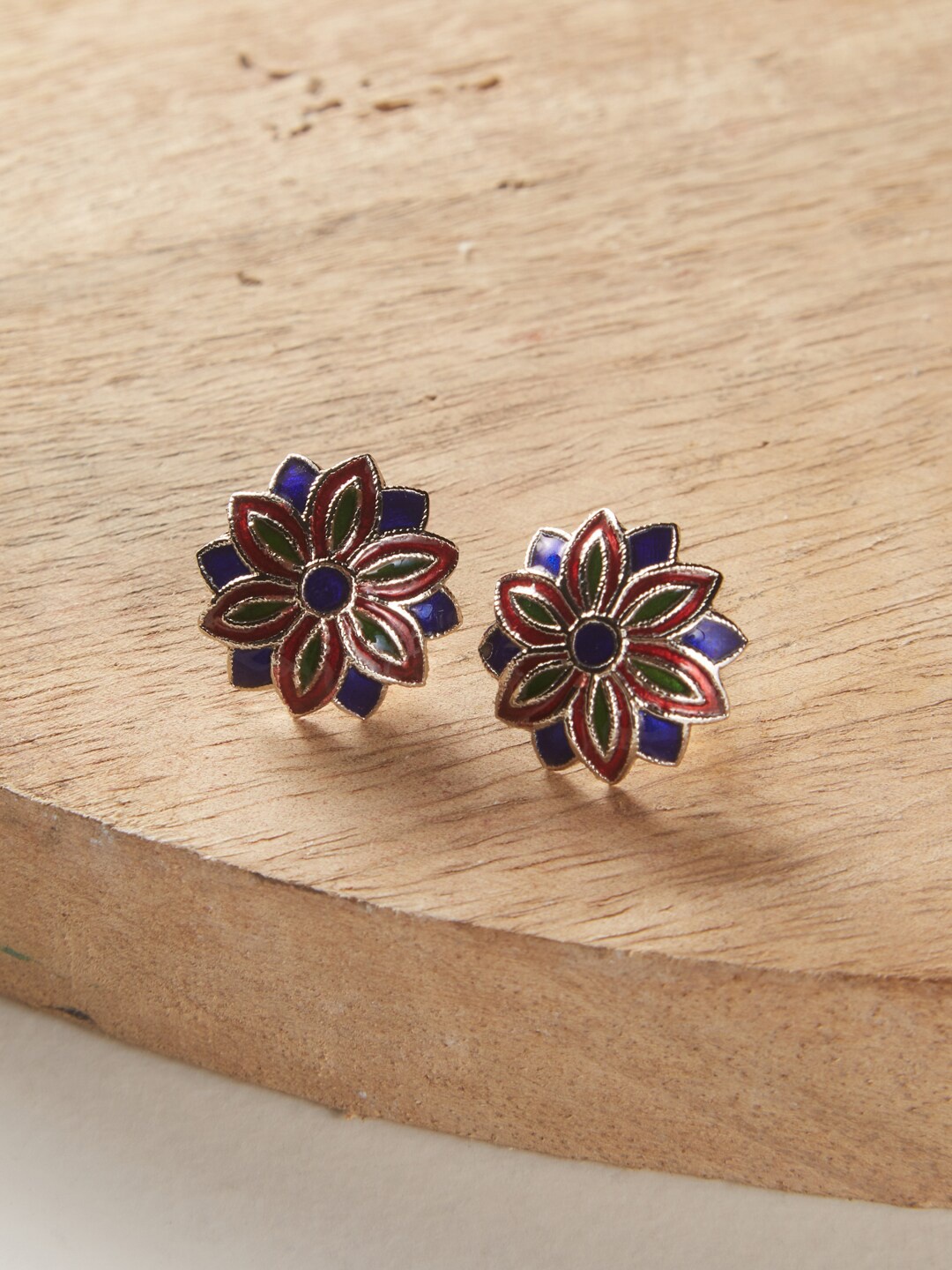 

Fabindia Contemporary Metal Stud Earrings, Turquoise blue