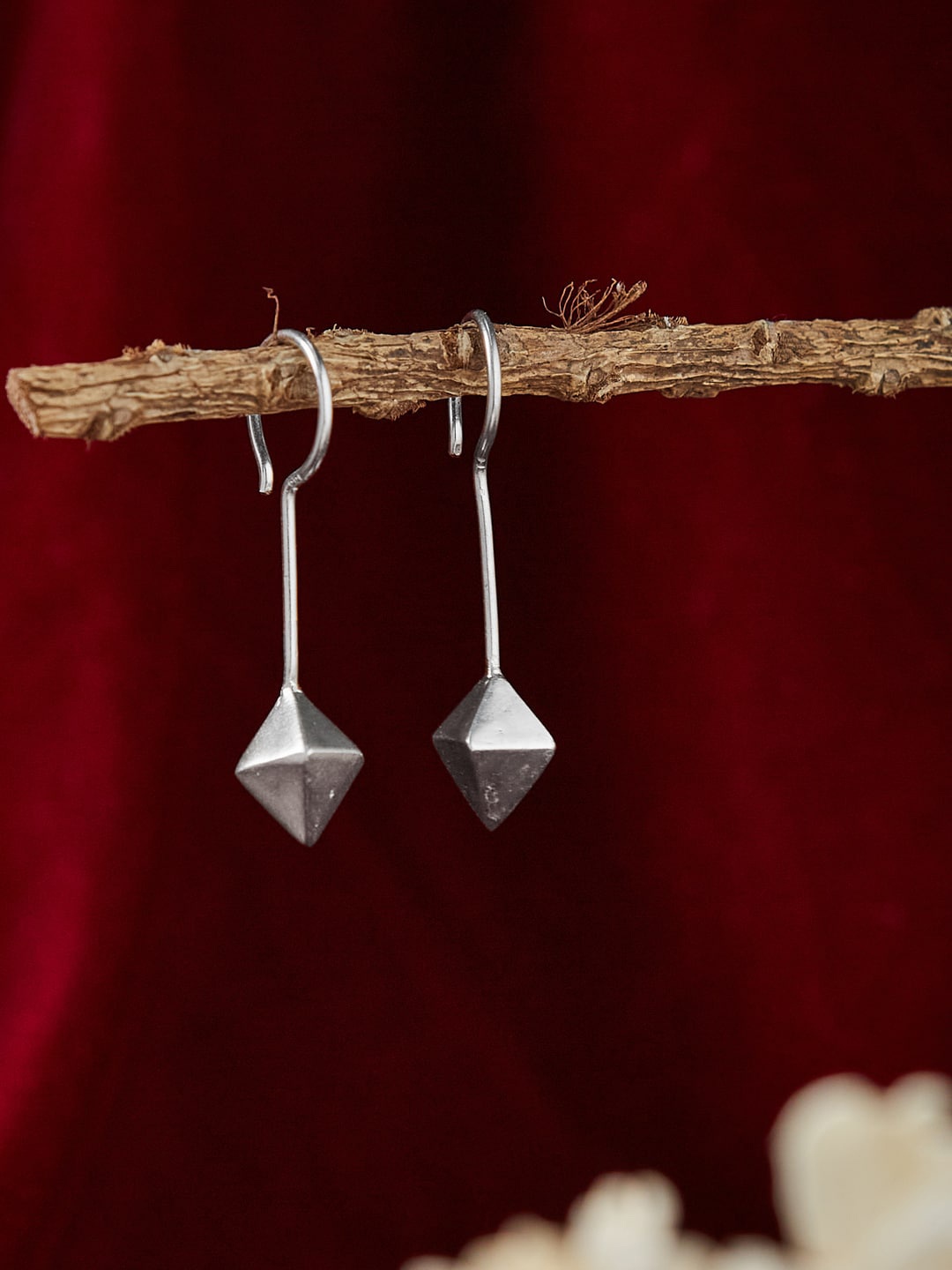 

Fabindia Silver-Toned Contemporary Drop Earrings