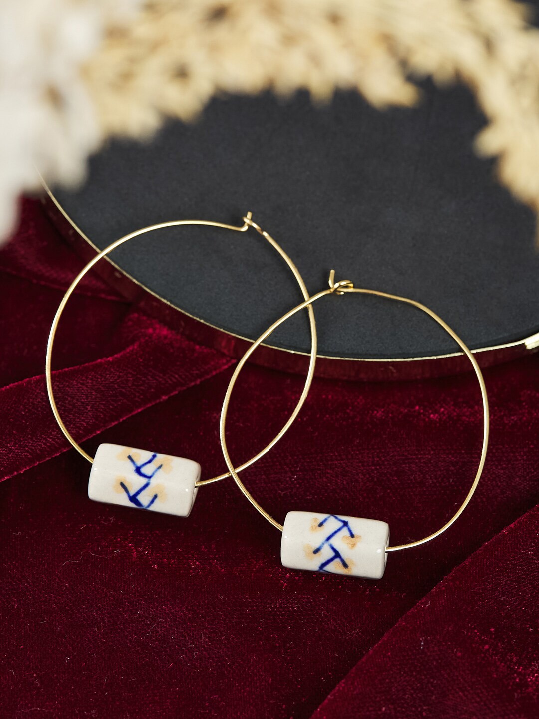 

Fabindia Gold-Plated Ceramic Hoops Earrings