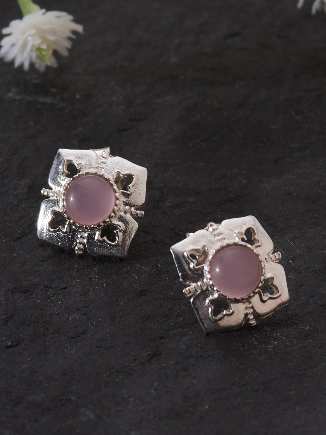 

Fabindia Silver-Toned Contemporary Studs Earrings