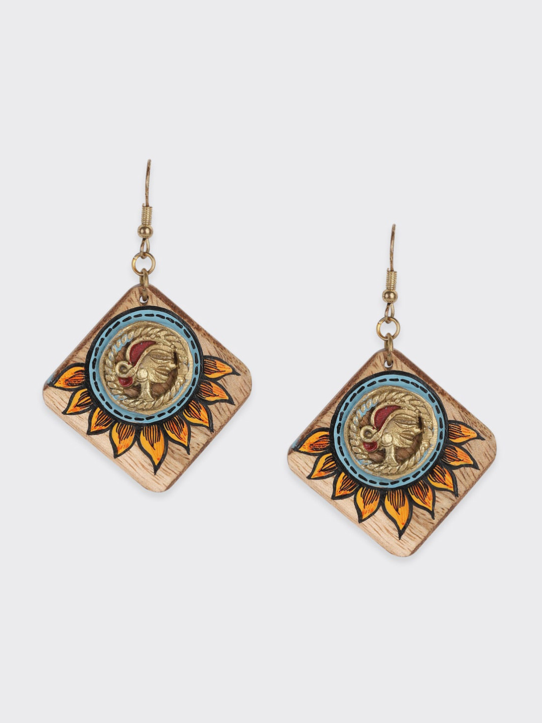 

Fabindia Wood Contemporary Drop Earrings, Brown