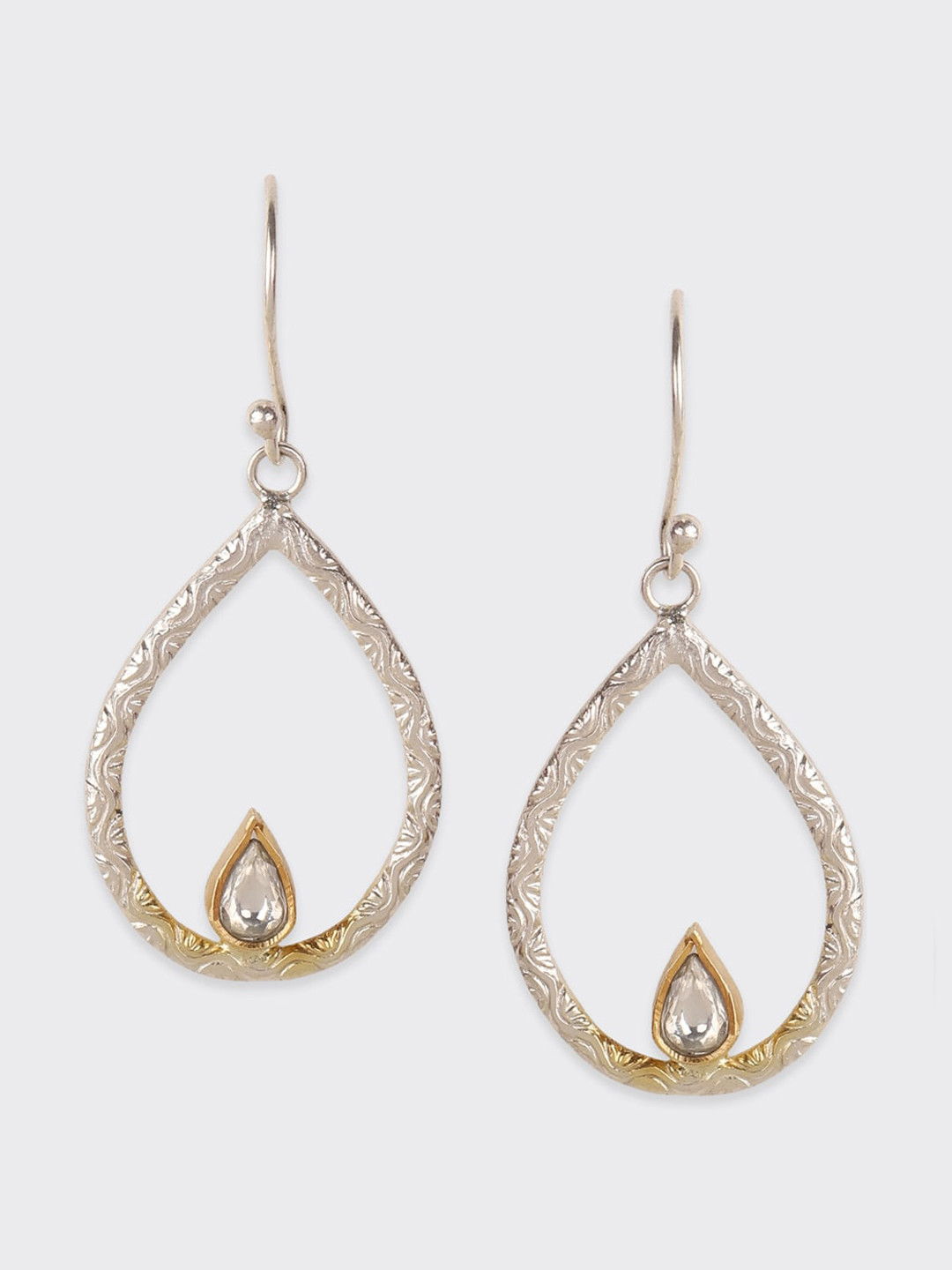 

Fabindia Silver-Plated Contemporary Drop Earrings, White