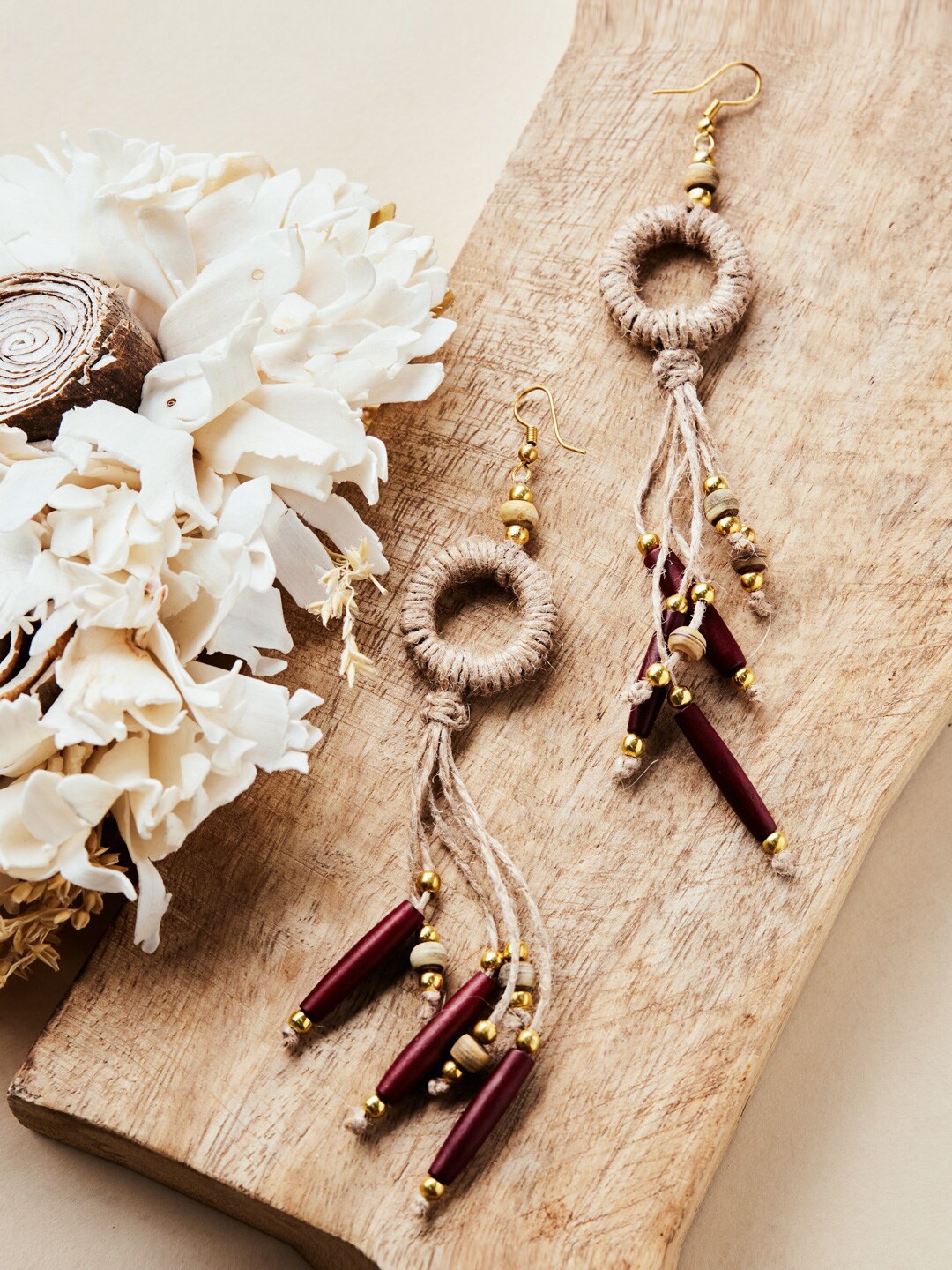 

Fabindia Contemporary Metal Drop Earrings, Brown