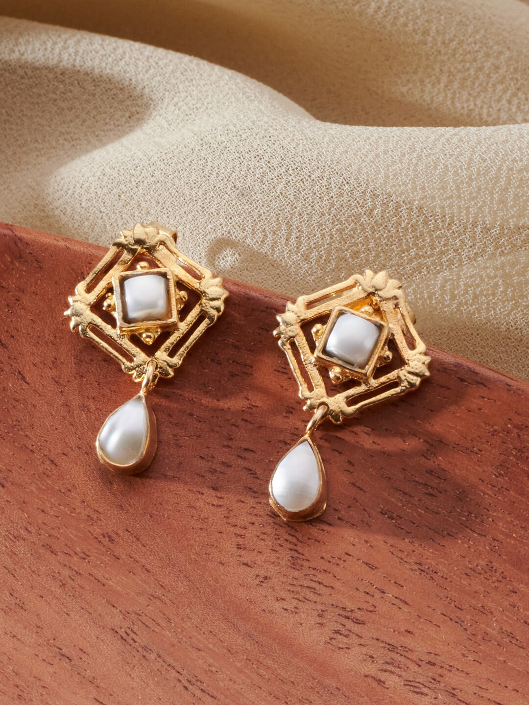 

Fabindia Contemporary Drop Earrings, White
