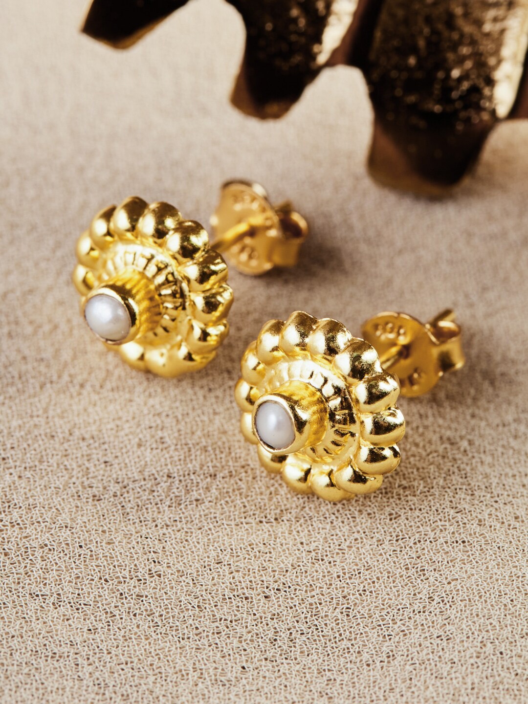 

Fabindia Gold-Plated Contemporary Studs Earrings, White