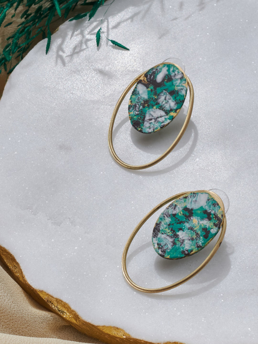 

Fabindia Contemporary Hoop Earrings, Green