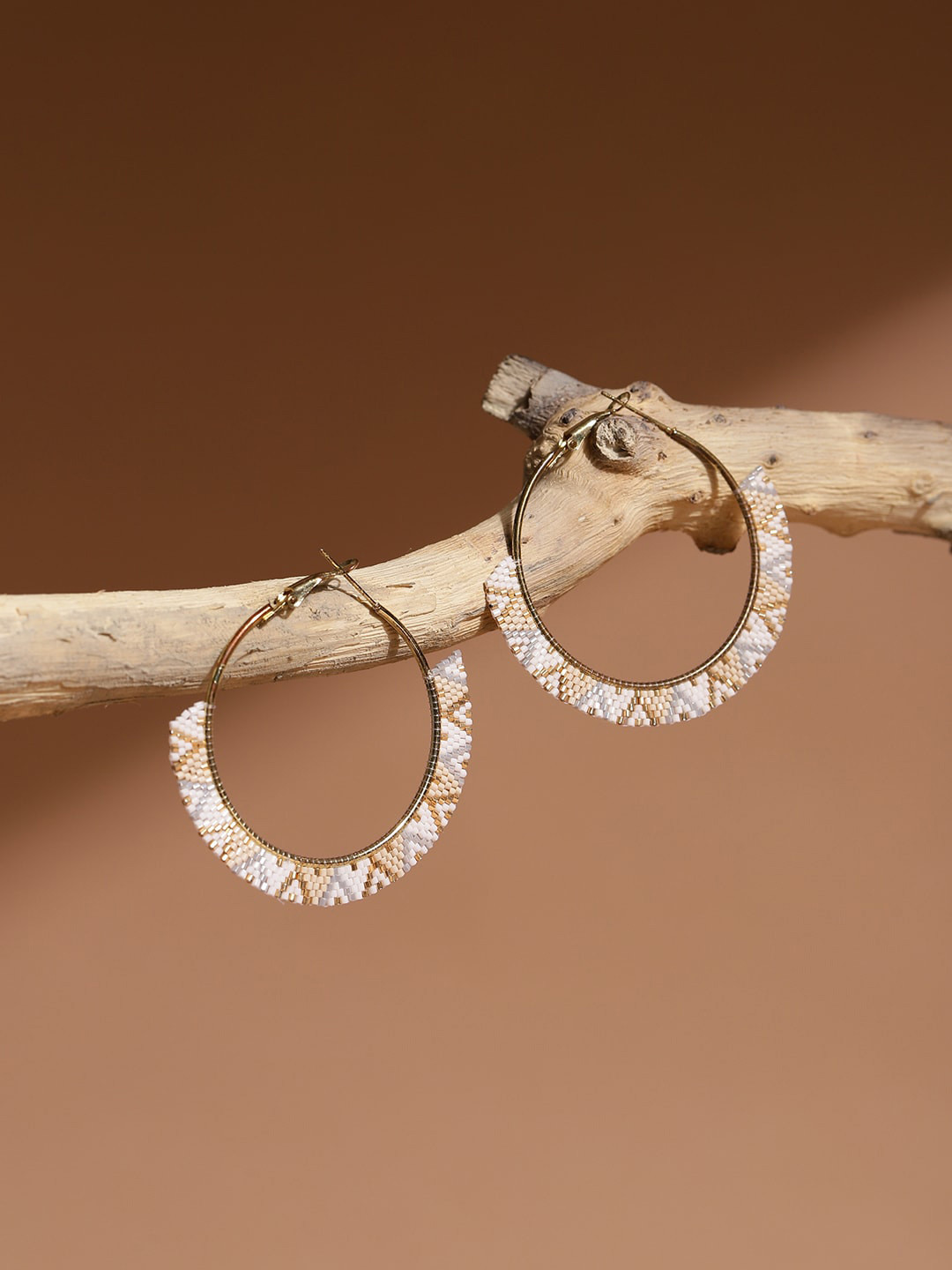 

Fabindia Gold-Plated Contemporary Hoop Earrings, White