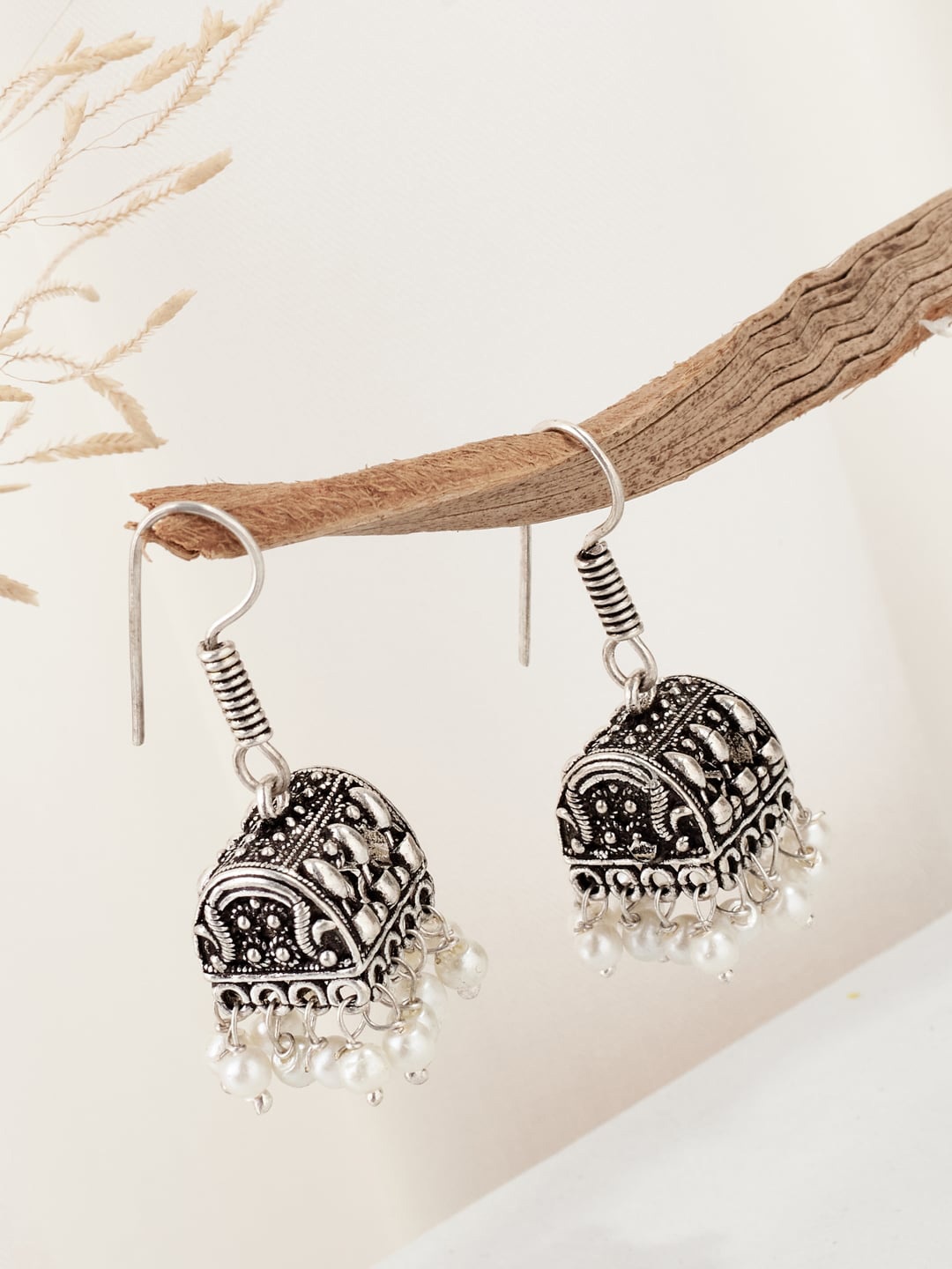 

Fabindia Silver-Plated Contemporary Jhumkas Earrings, White