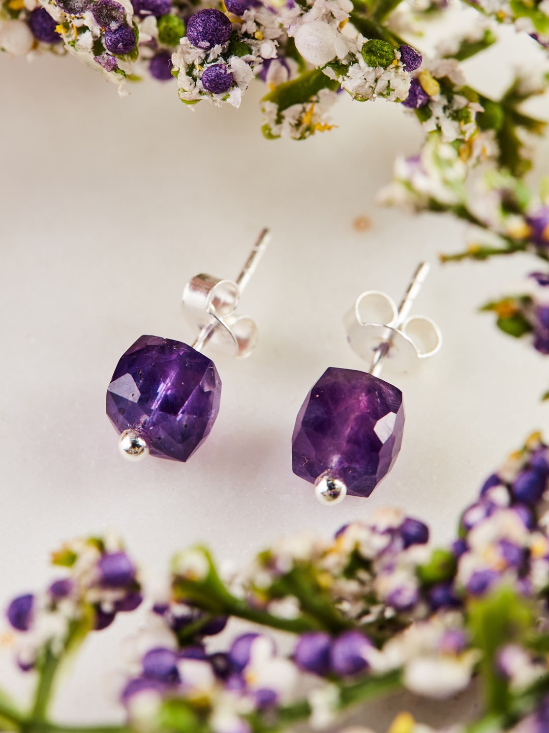 

Fabindia Silver-Plated Contemporary Studs Earrings, Purple