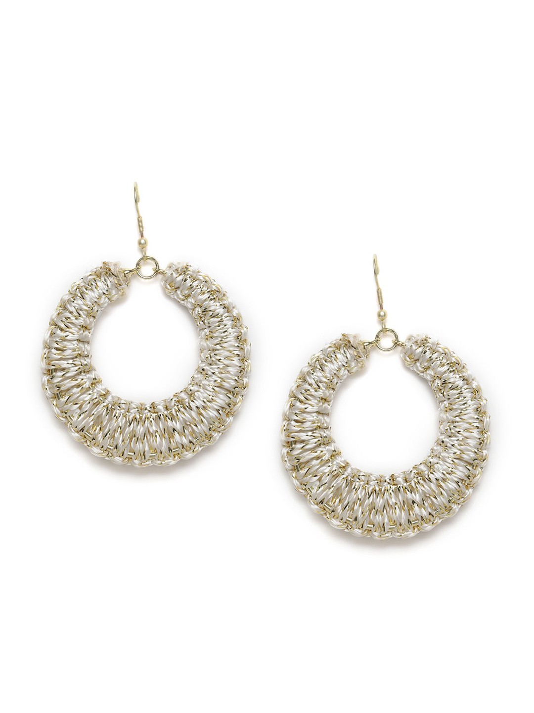 

Fabindia Metal Circular Drop Earrings, Off white