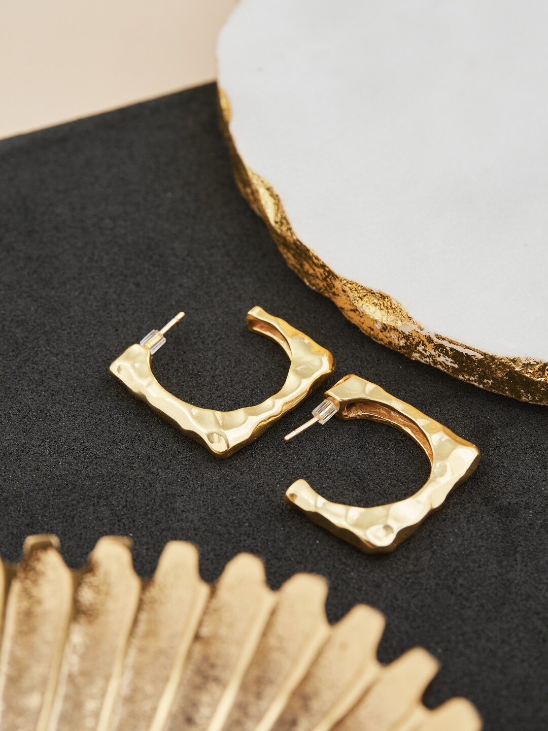 

Fabindia Gold Plated Square Half Hoop Earrings