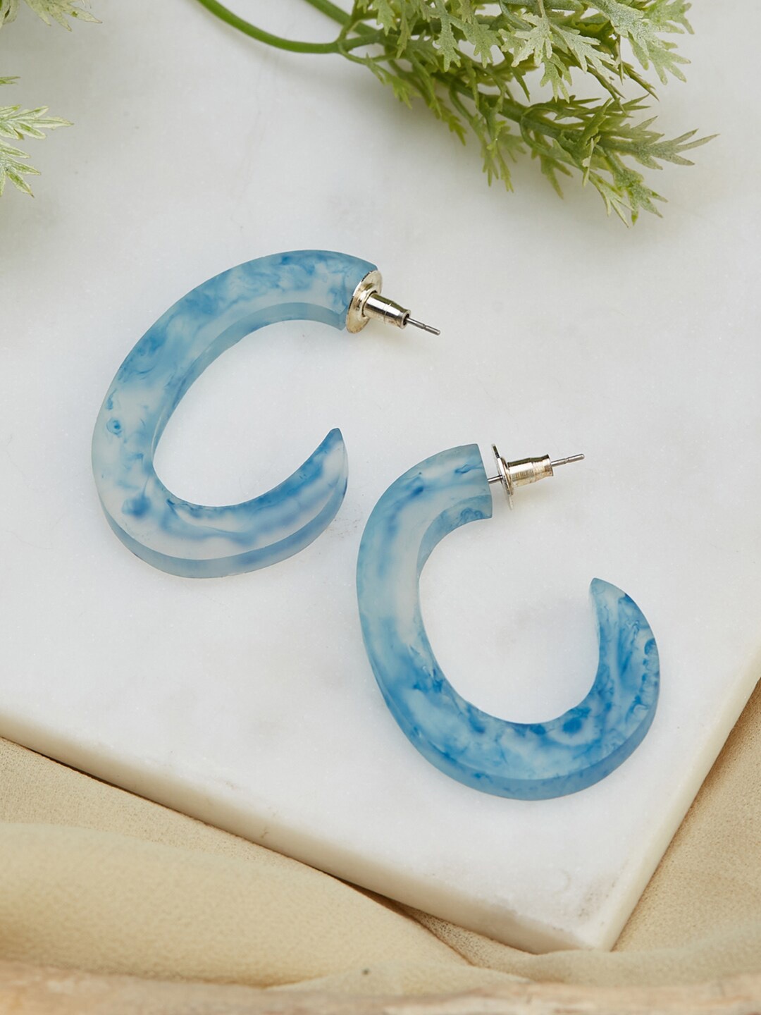 

Fabindia Circular Half Hoop Earrings, Blue