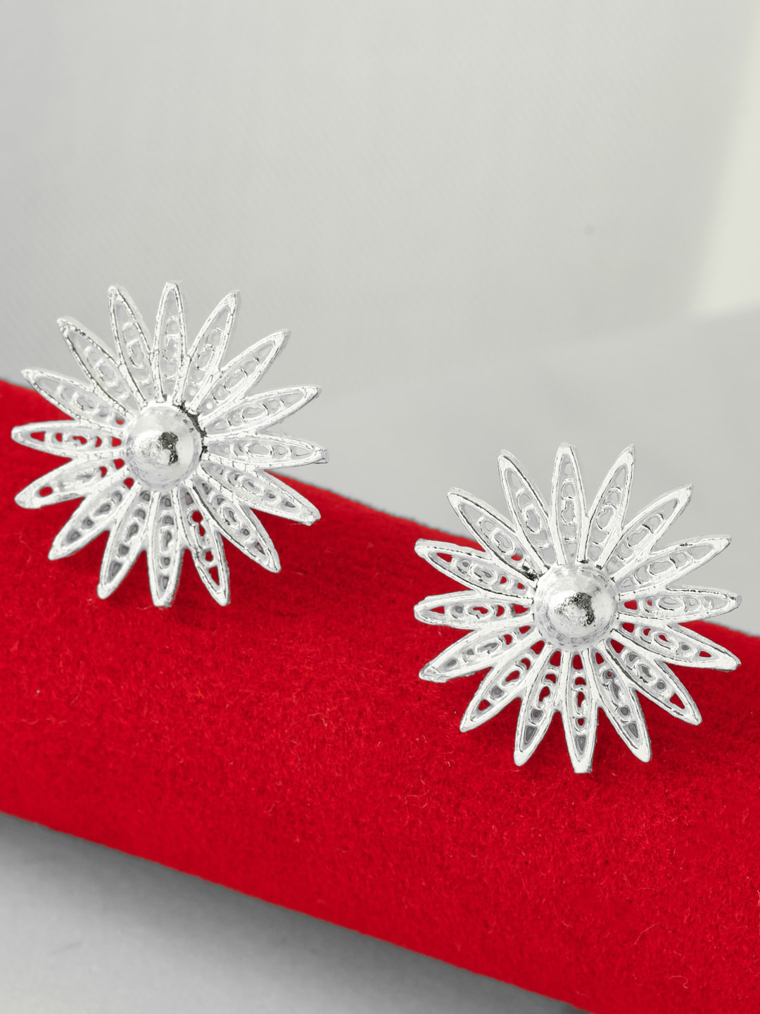 

Fabindia Silver-Plated Floral Studs Earrings