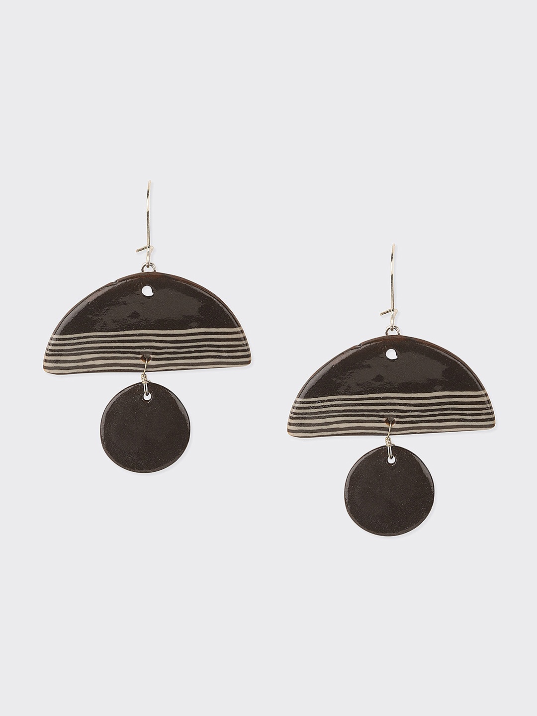 

Fabindia Ceramic Contemporary Drop Earrings, Brown