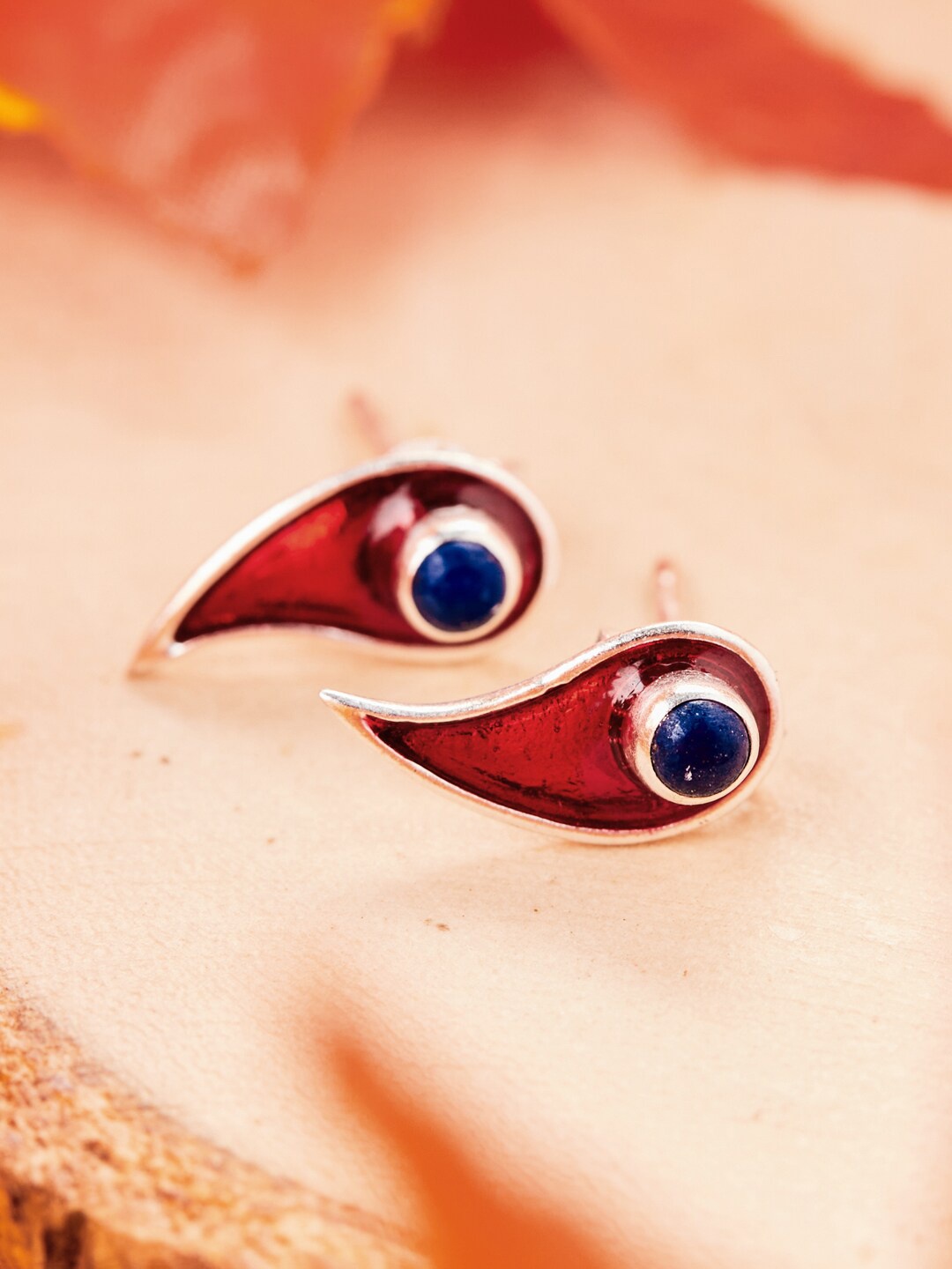 

Fabindia Silver-Plated Contemporary Stud Earrings, Red