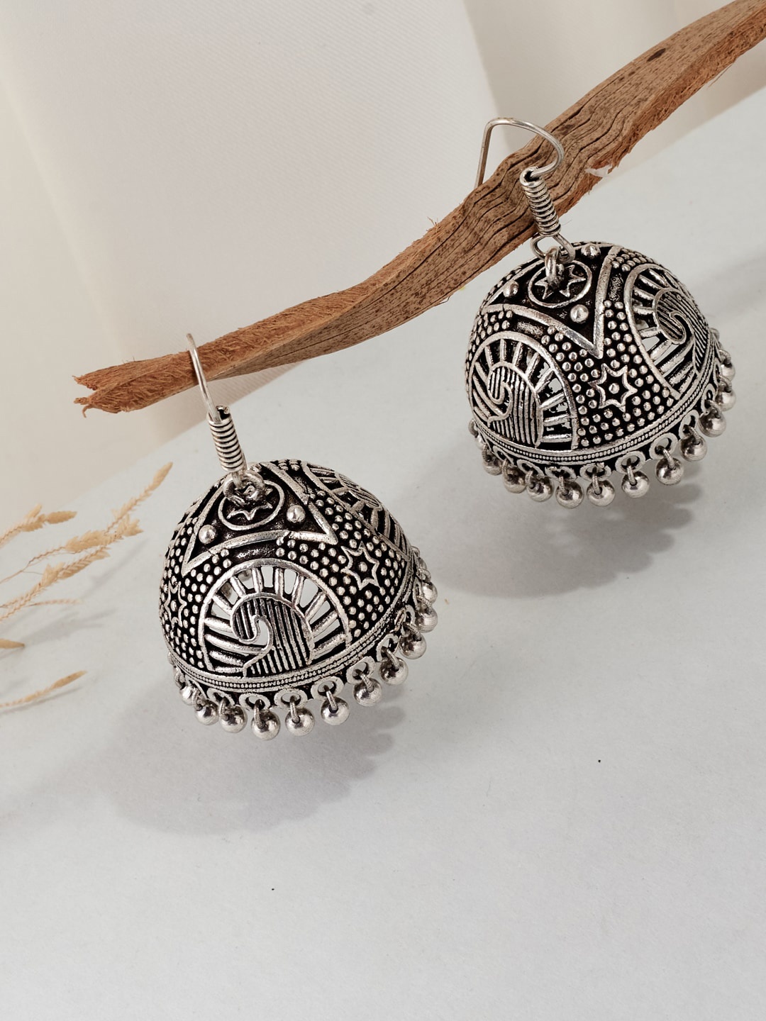

Fabindia Contemporary Jhumkas Earrings, Silver