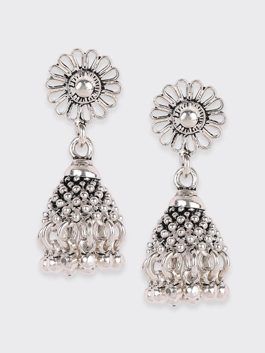 

Fabindia Silver-Plated Contemporary Jhumkas