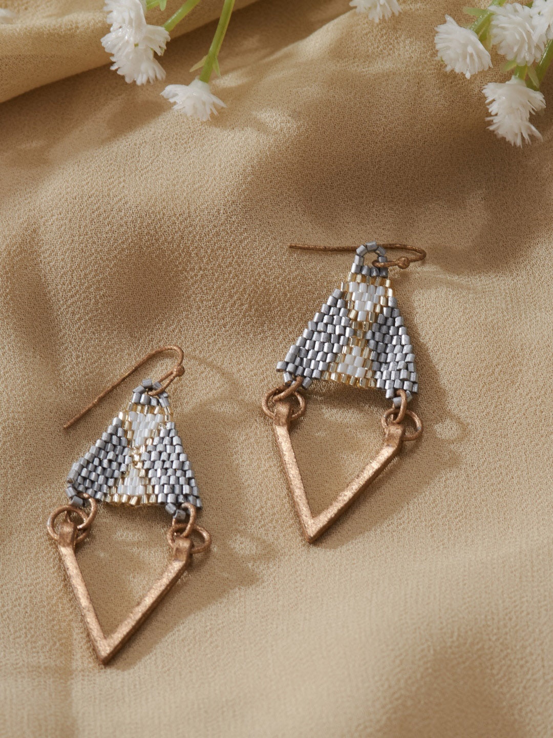 

Fabindia Beaded Drop Earrings, Grey