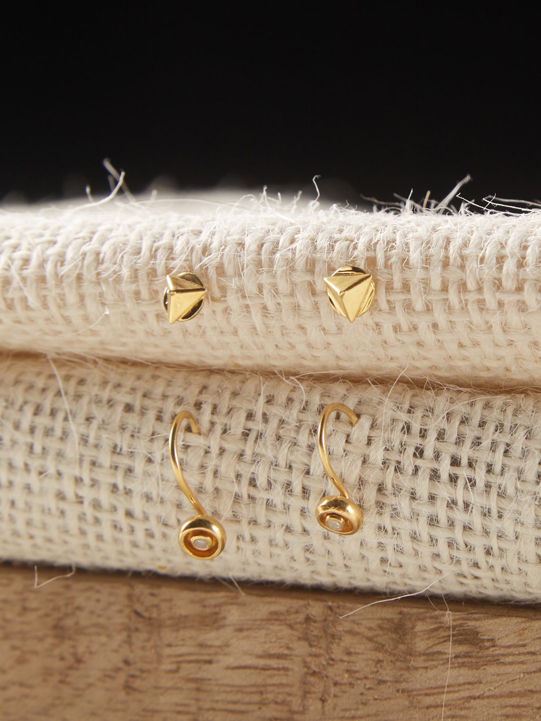 

Fabindia Set Of 2 Gold Plated Contemporary Drop Earrings