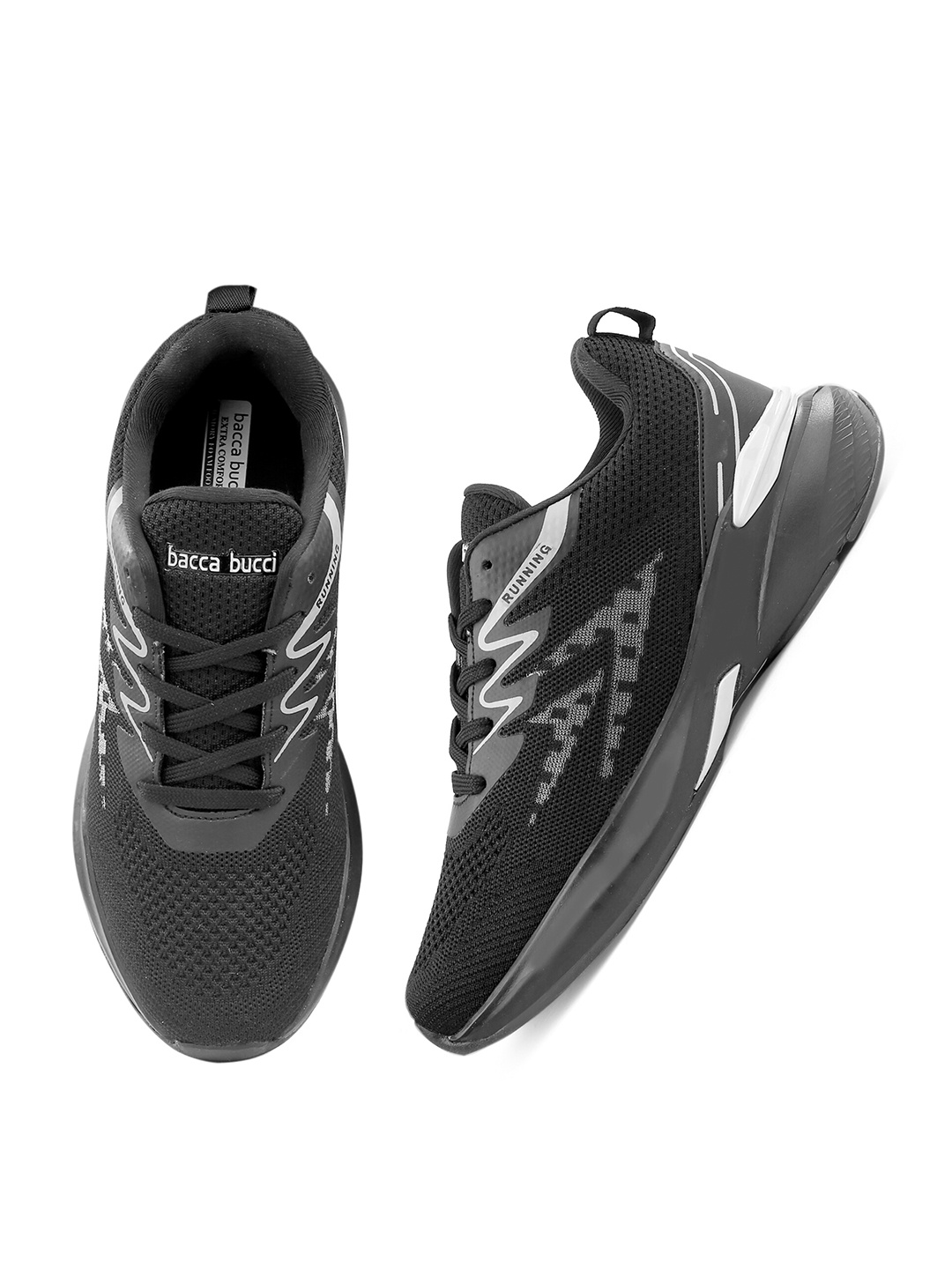

bacca bucci Men Mesh Lace-Up Non-Marking Shoes, Black