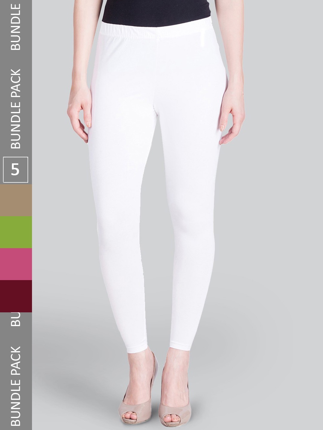 

LYRA Pack Of 5 Ankle-Length Leggings, White