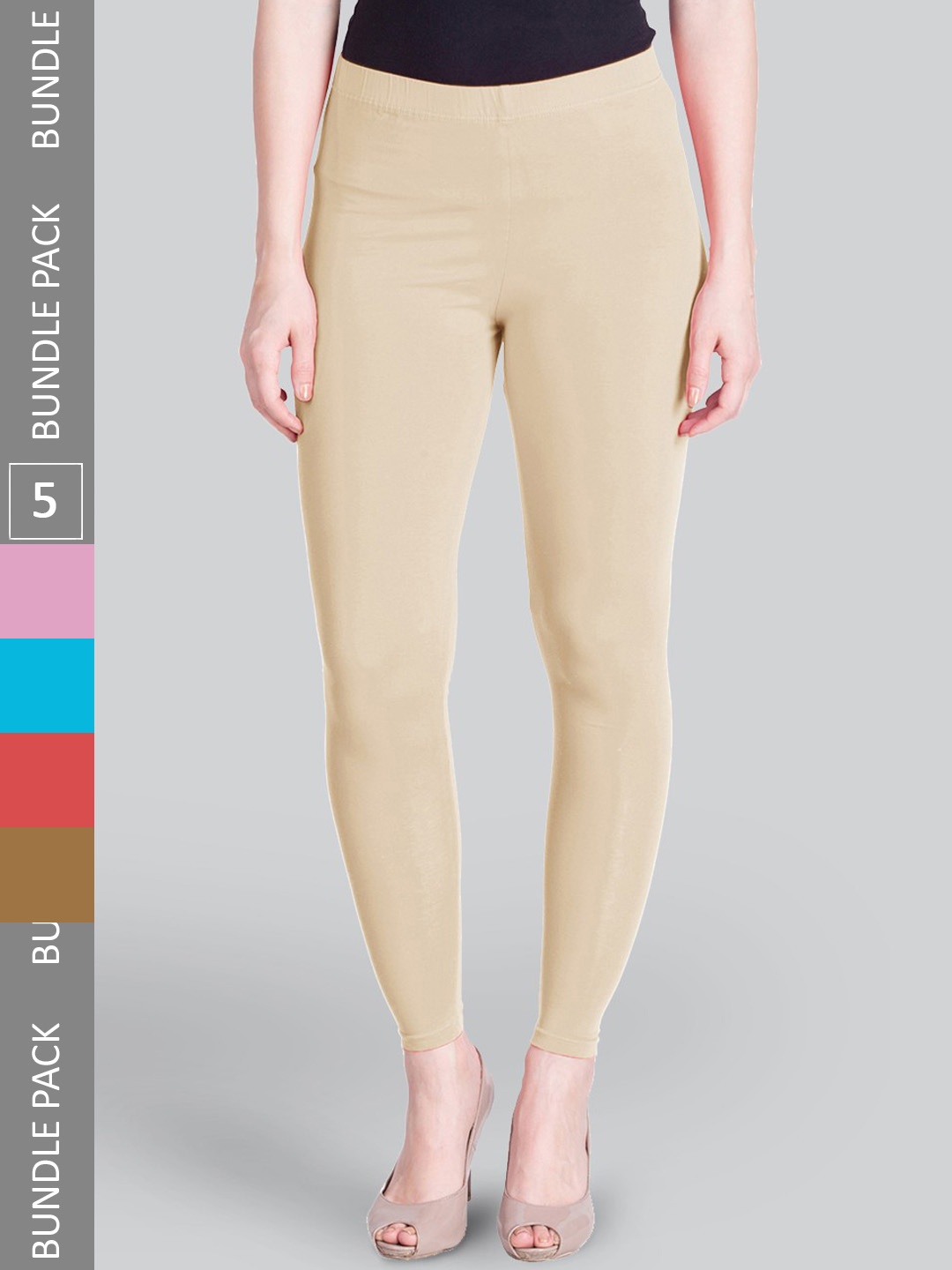 

LYRA Pack Of 5 Ankle-Length Leggings, Pink