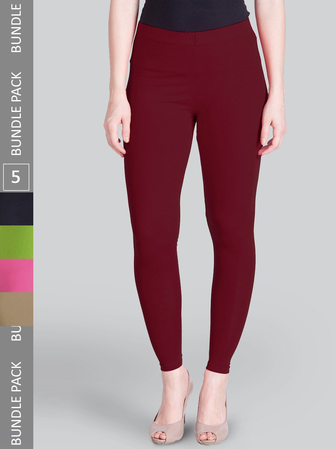 

LYRA Pack Of 5 Ankle-Length Leggings, Pink