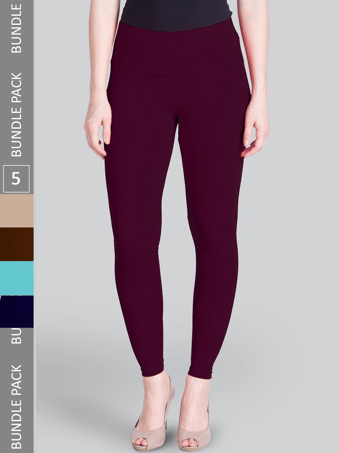

LYRA Pack Of 5 Ankle-Length Leggings, Blue