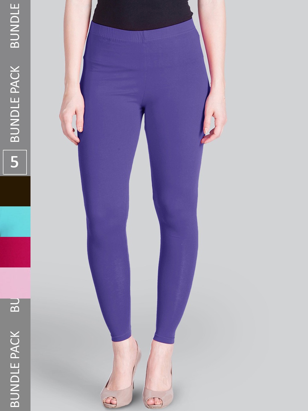 

LYRA Pack Of 5 Ankle-Length Leggings, Blue