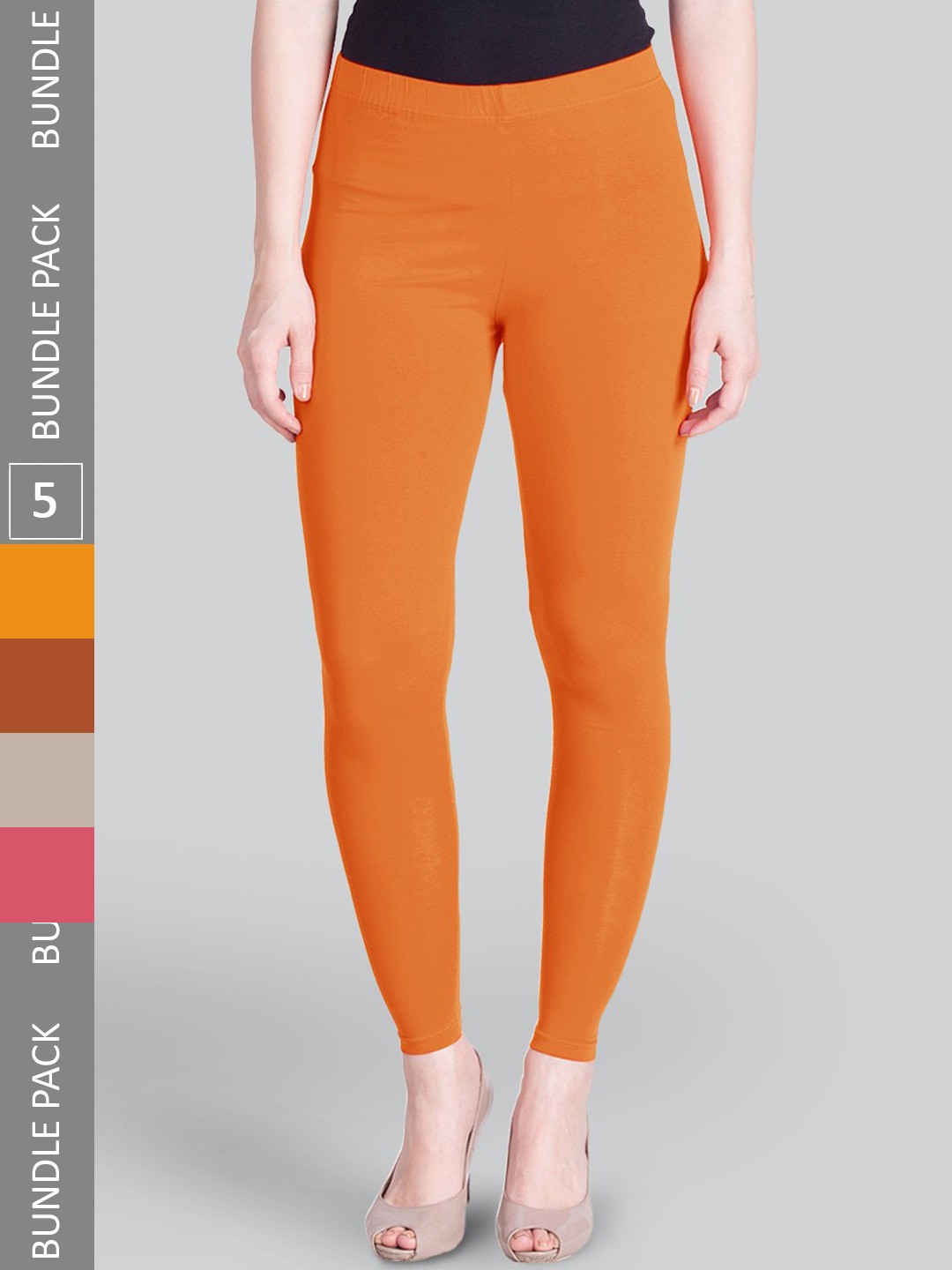 

LYRA Pack Of 5 Ankle-Length Leggings, Orange