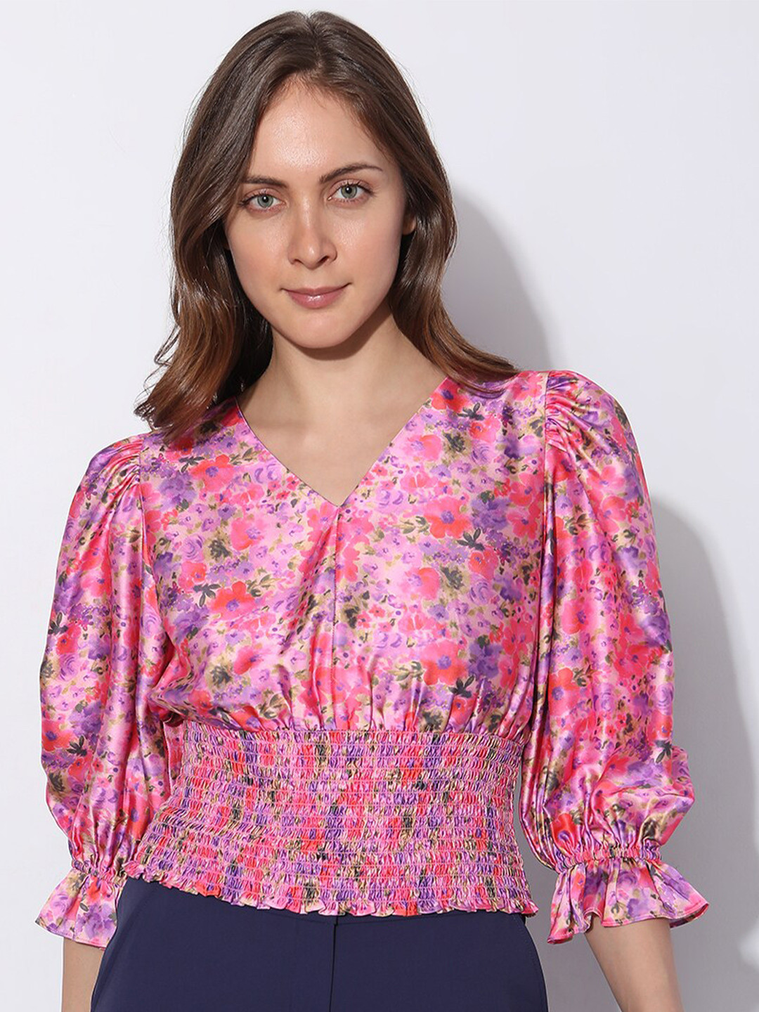 

Vero Moda Pink Floral Net Top