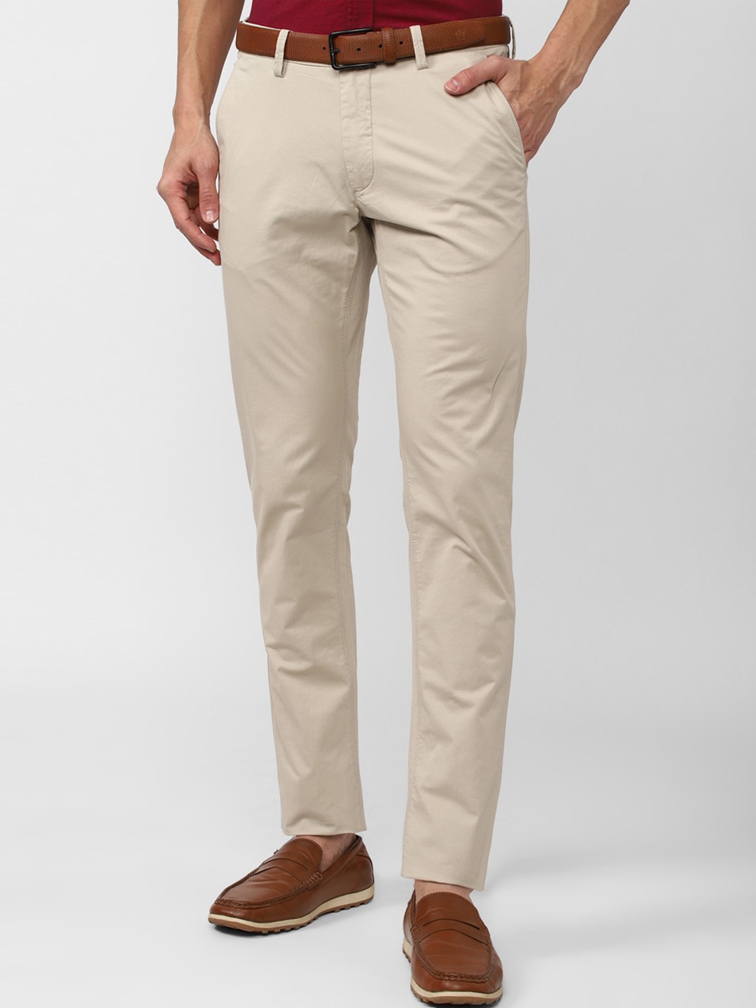 

Van Heusen Sport Men Cotton Slim Fit Chinos Trousers, Cream