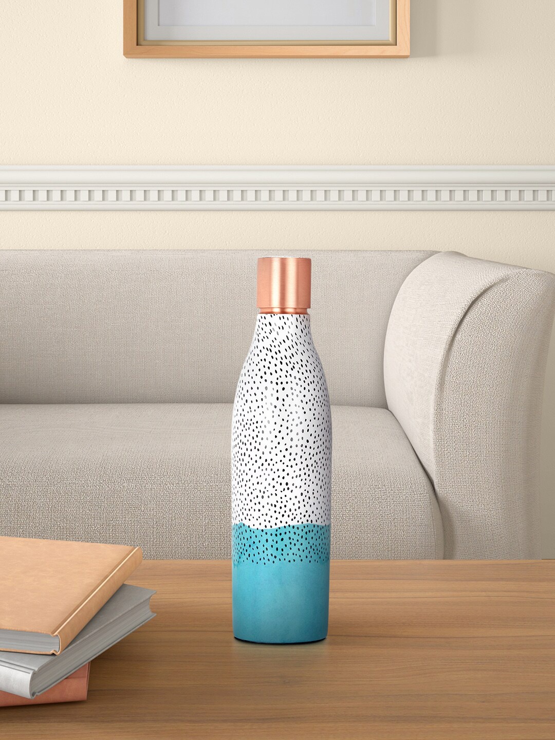 

Living scapes by Pantaloons Teal Blue & White Geometric Printed Water Bottle 750ml