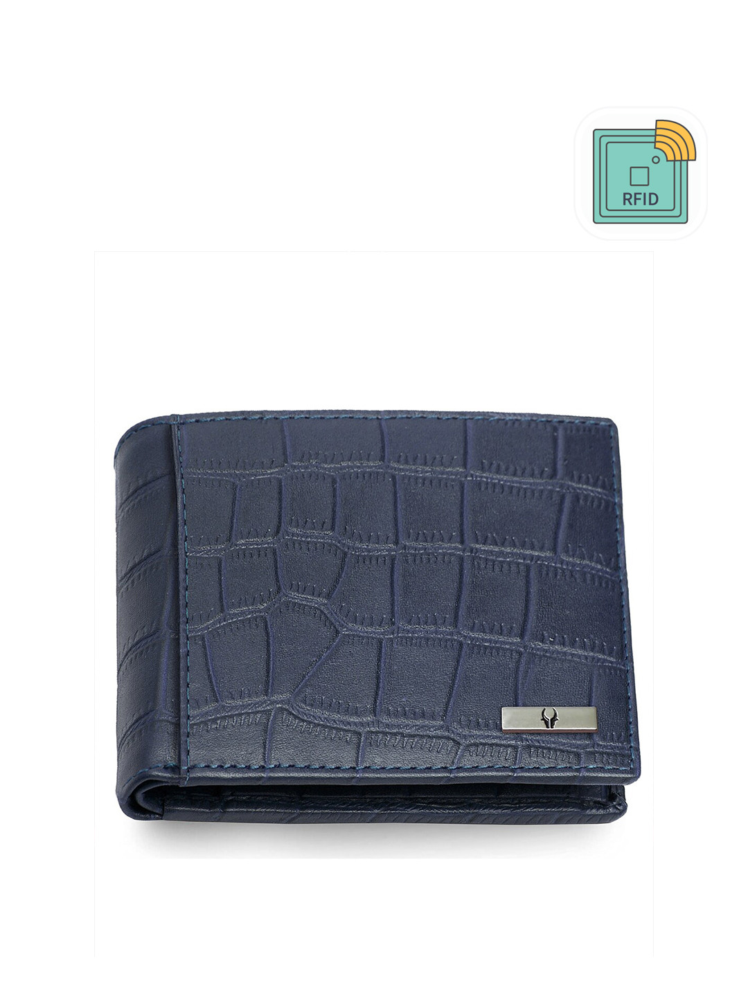 

WildHorn Men Leather RFID Two Fold Wallet, Blue