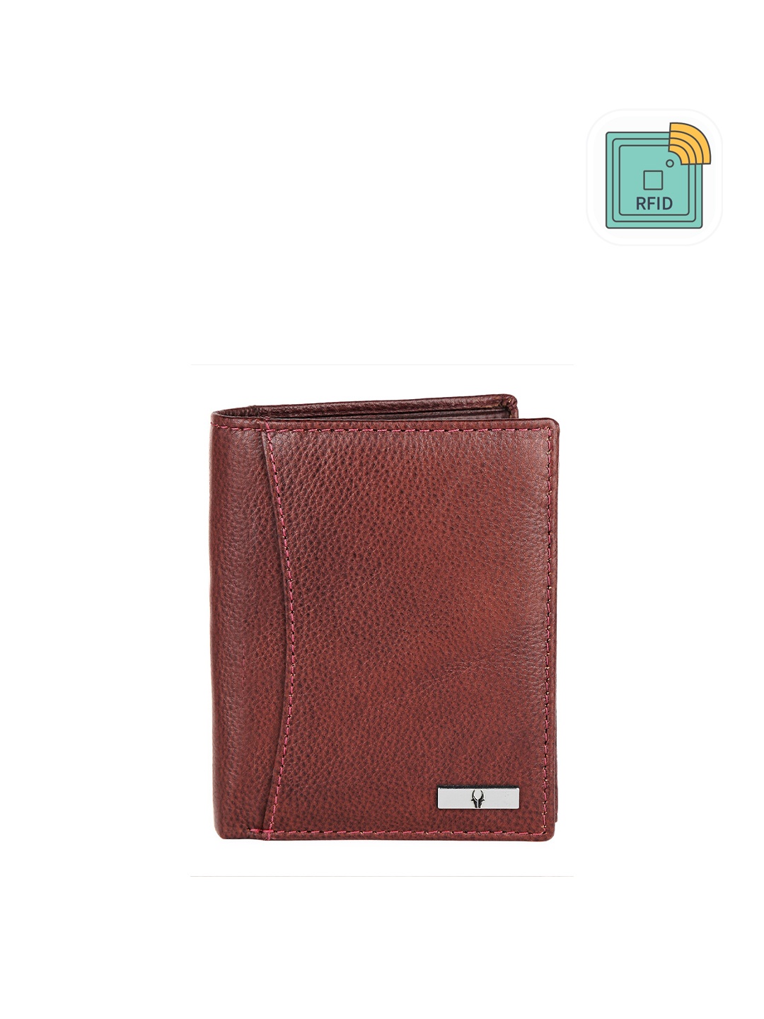 

WildHorn Men Leather RFID Two Fold Wallet, Maroon