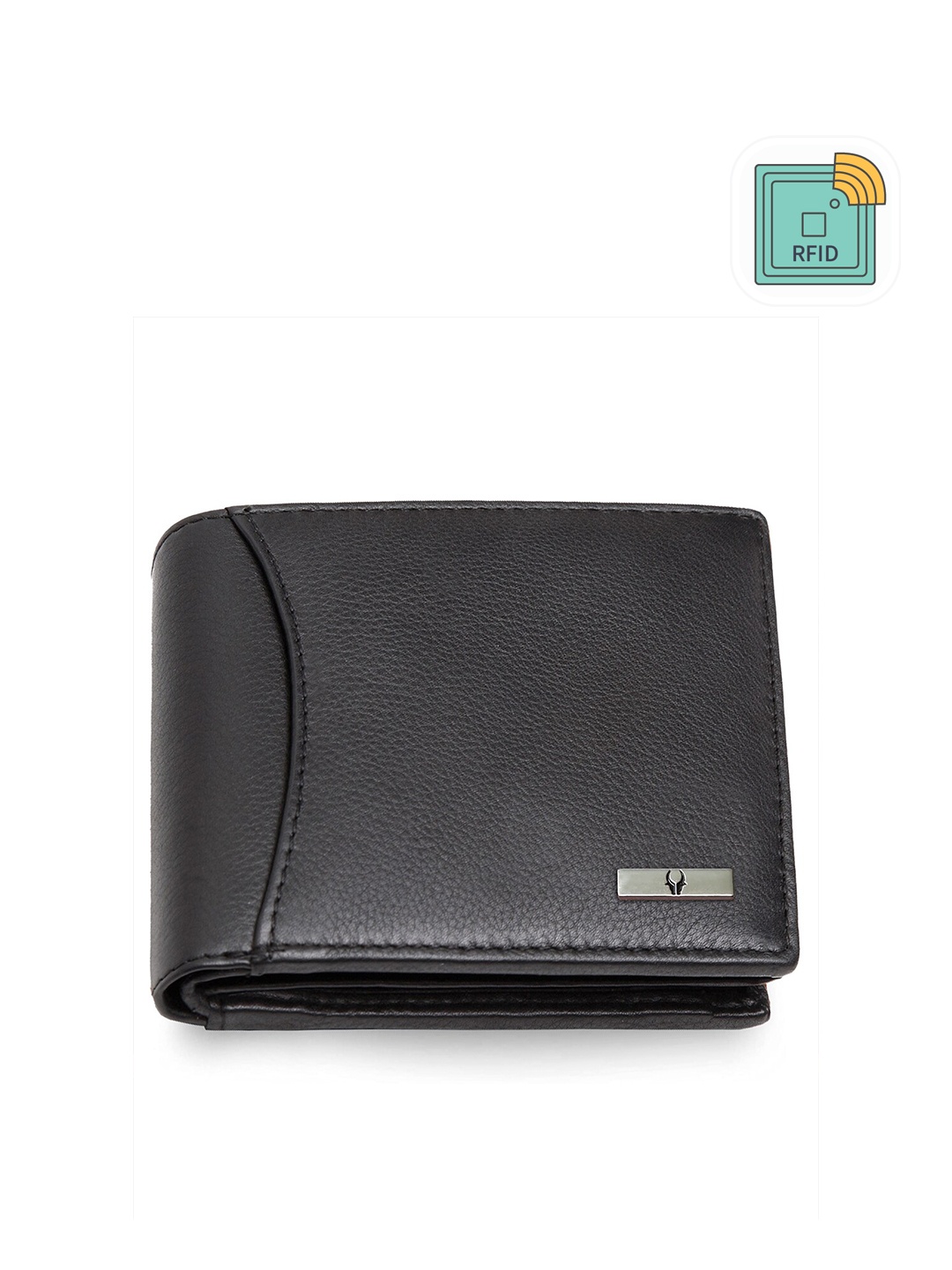 

WildHorn Men Leather Two Fold Non Detachable Flap Wallet, Black