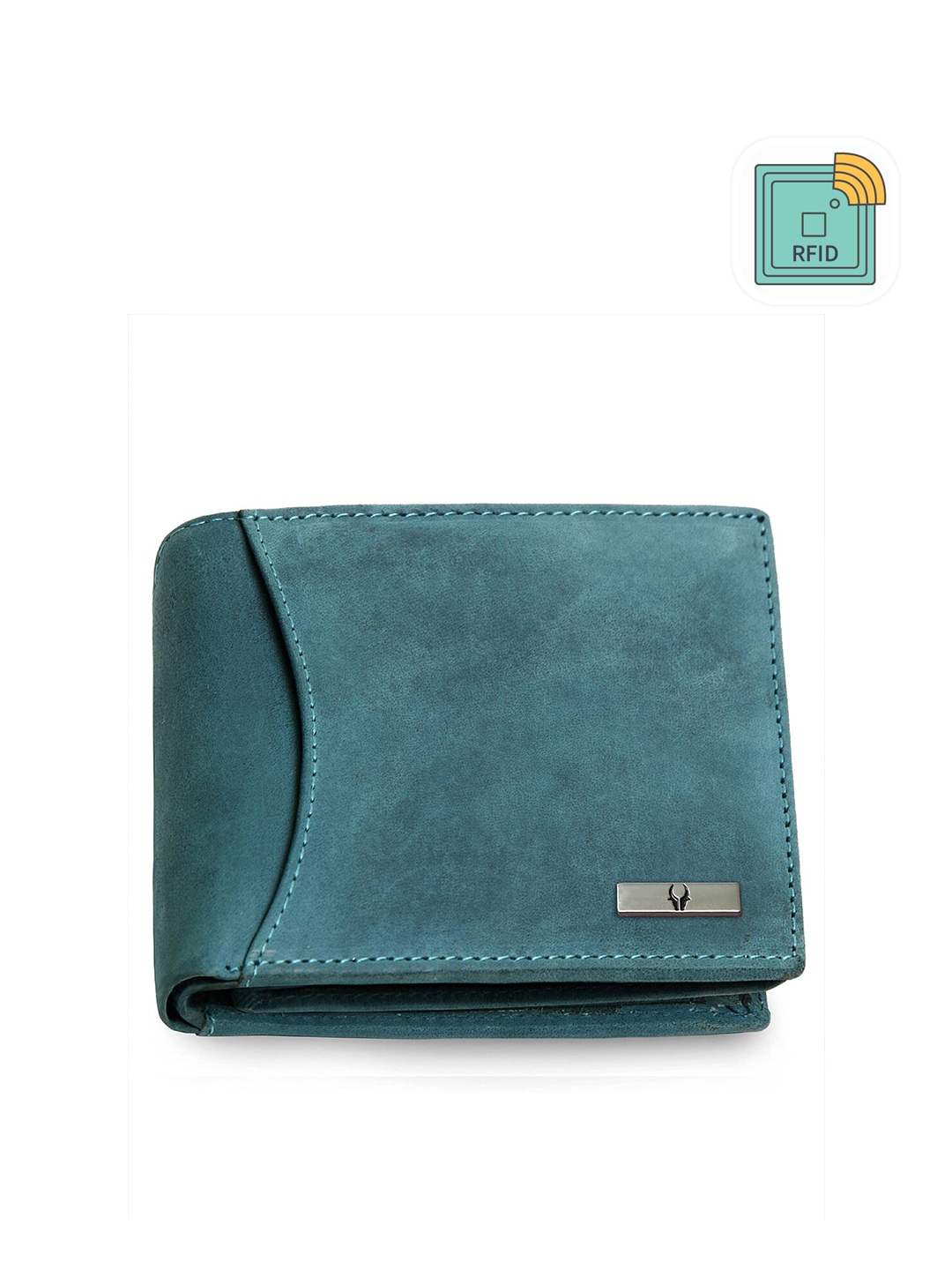 

WildHorn Men Leather Two Fold Wallet, Turquoise blue