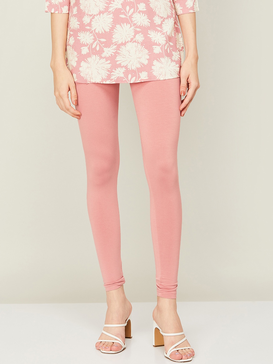 

Melange by Lifestyle Women Churidar-Length Cotton Leggings, Peach